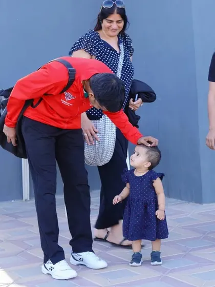 A heartwarming moment as Mr. Gopichand interacts with the youngest member of our badminton family in Qatar.