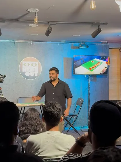 On stage during my first-ever ticketed live show in Delhi. The atmosphere was insane, and the support from the audience was unforgettable.