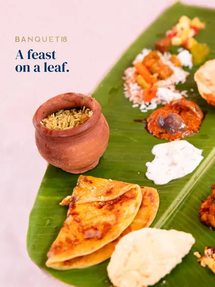 A feast on a leaf. The Yele Oota is a ritual, a memory, and a connection to home. We honor this tradition by preserving its authenticity, serving each component with the care and attention it deserves.