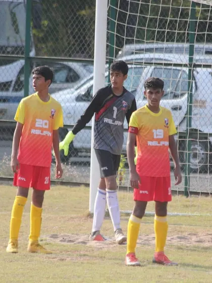 Players in position during the historic semi-final match in Goa.