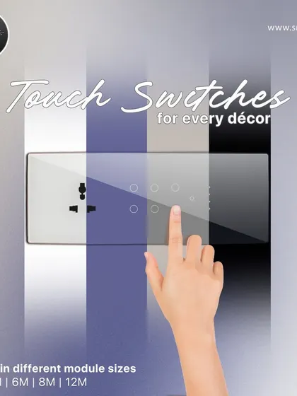 More than a switch, it's a lifestyle upgrade. My smart touch switches come in different module sizes, from 2M to 12M, to fit every decor and need.