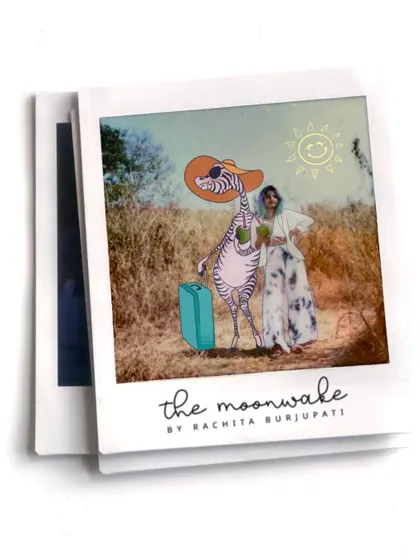 A polaroid-style photo illustration from my Goa travels. I added a quirky skeleton character to this picture, giving it a surreal and funny twist.