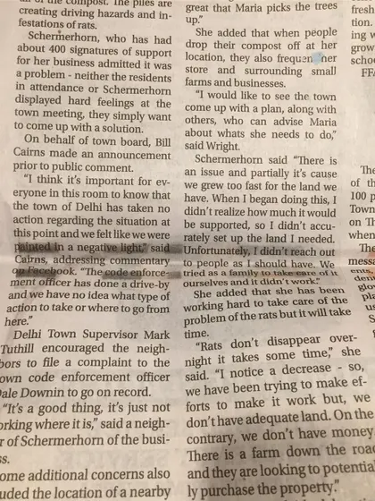 More from the newspaper article. I admitted the issues and our lack of funds, being transparent about the fact that we were working hard but didn't have all the answers.