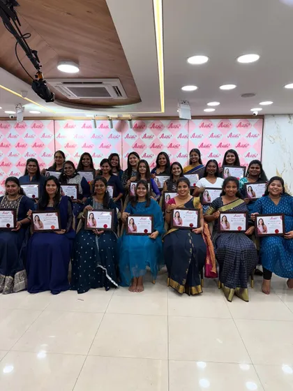 Our proud graduates of the July Pro Batch, holding their hard-earned certificates. They are now ready to take on the world of makeup artistry.