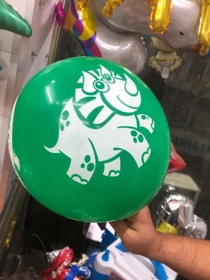 Another one of our animal-print balloons, this one featuring a cute elephant design. These are great for jungle or safari party themes.