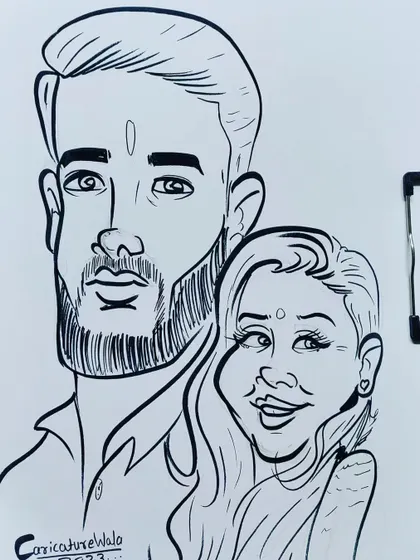 A beautiful couple portrait, drawn with clean lines to highlight their features. This makes for a special and unique gift.