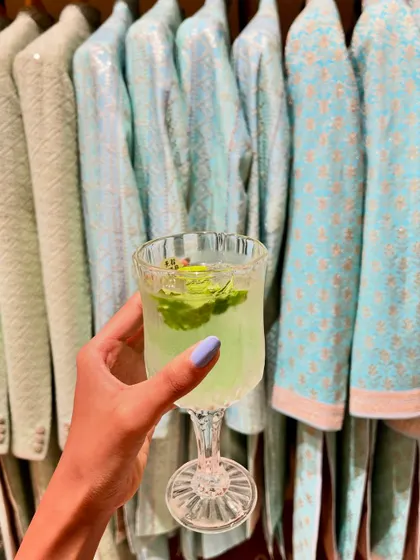 A refreshing mocktail enjoyed amidst the beautiful collection at the Tasva store launch.