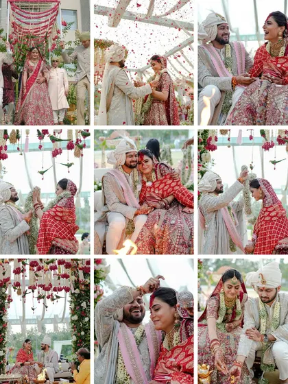 A collage capturing the many emotions of a wedding ceremony. From the sacred fire to the joyful smiles, these images tell the story of two families becoming one.