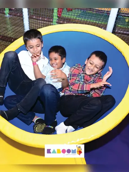 So much fun! These friends are having a blast on our spinning carousel, a favorite for kids who love to spin and laugh.