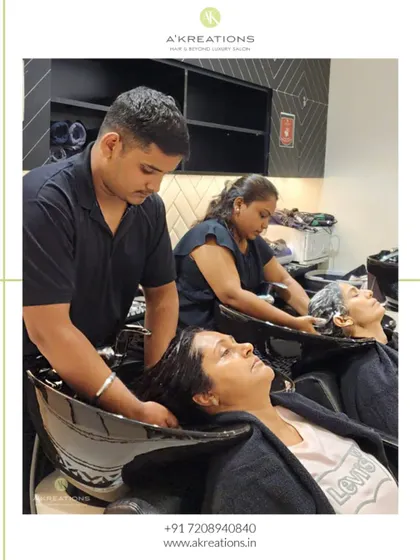 Ready for a glam transformation? This photo shows our team providing relaxing hair washes, the first step to a great hair day.