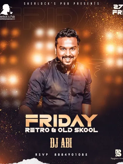 This poster for a "Retro & Old Skool" night shows my versatility in playing themed sets, perfect for corporate parties with a specific musical focus.