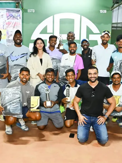 The winners and finalists of the Coaches Doubles tournament held at Shivaji Park Gymkhana. It was a great event showcasing high level tennis and sportsmanship among the coaching community.