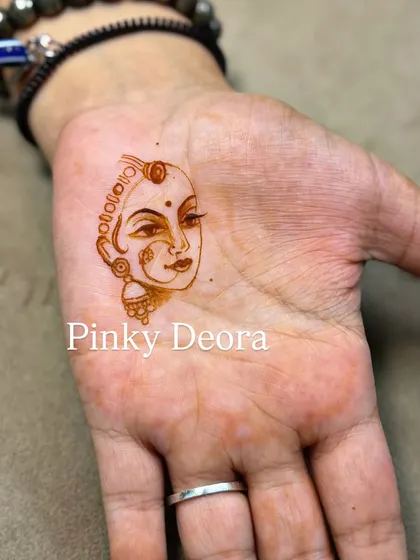 The very first strokes of the ghoonghat bride portrait. Even with just the face outlined, the elegance and traditional beauty are already visible.
