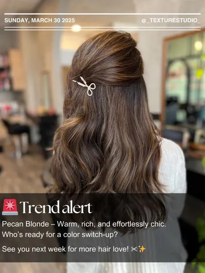 Trend alert: Pecan Blonde. This warm, rich, and effortlessly chic shade is a beautiful way to go lighter without being a true blonde.