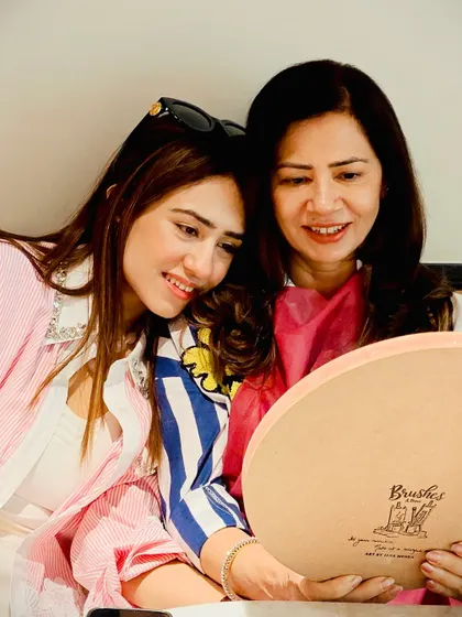 A beautiful mother-daughter moment from our Mother's Day moon lamp workshop. Creating art together is a memory they'll both cherish.
