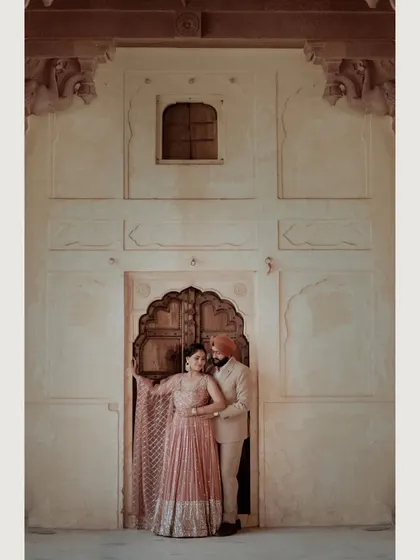 A collage showcasing different angles from a royal palace shoot, including a beautiful portrait in a grand doorway.