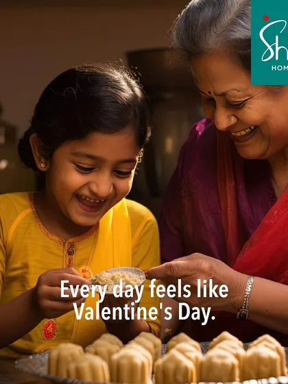 With food made with so much love, every day can feel like Valentine's Day. Here, a grandmother shares a sweet moment and a homemade sweet with her grandchild.