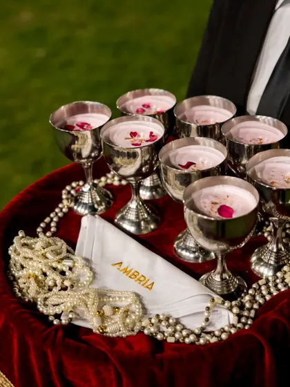 Elegance in a glass. We serve refreshing and delicate rose milk in beautiful silver goblets, adding a touch of royalty and tradition to your welcome drinks.