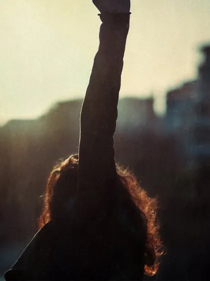 A silhouette against the setting sun, capturing the expressive arm movements of Flamenco.