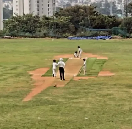 A wide view of the pitch during the Arjuna Cup 2024 final, highlighting the competitive environment we expose our young players to.