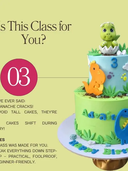 Is this class for you? If you struggle with cracking ganache or delivering tall cakes, then yes, this class was made for you.