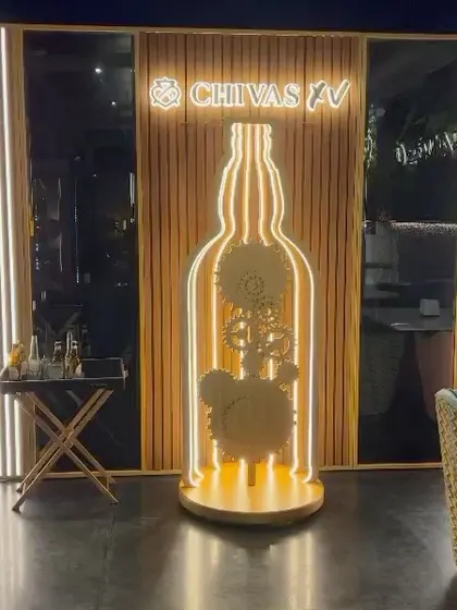 The Chivas XV branding at Pangeo, highlighting the premium experience of the venue.