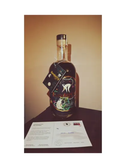 A bottle of Bandarful coffee liqueur, a delicious and unique spirit made in India.