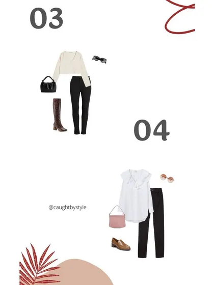 Two more ways to style your skinny jeans: with knee-high boots and a cropped cardigan for a classic feel, or with a simple tunic and loafers for an easy, everyday look.