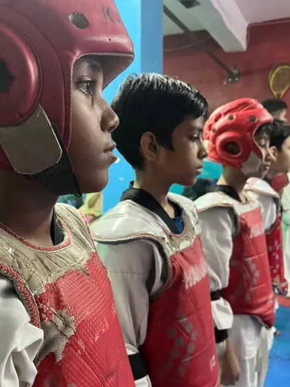 The focused faces of my young fighters, ready for their training. This is the determination I instill in every student.