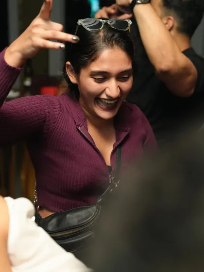 A happy dancer enjoying the melodic magic.