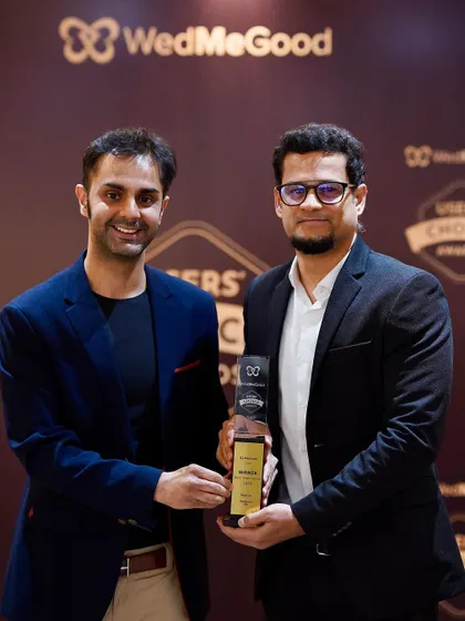 Receiving the award on stage at the WedMeGood event at JW Marriott. A huge thank you to everyone who voted and has supported my journey.