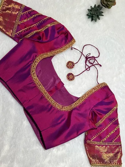 Every thread woven with intention. This magenta blouse is more than a design, it’s wearable art.