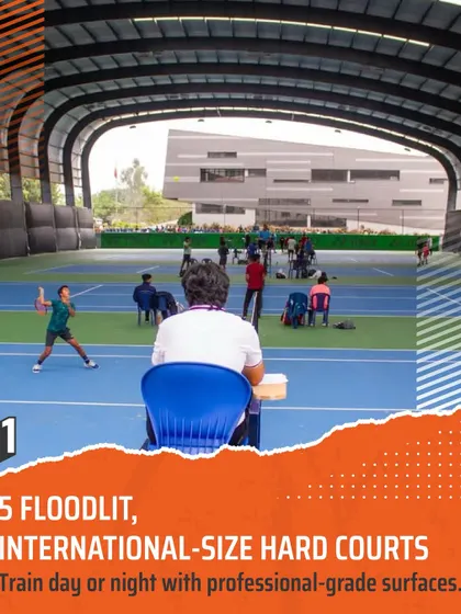 We offer five floodlit, international-size hard courts. This allows for flexible training schedules and the ability to practice day or night on professional-grade surfaces, simulating tournament conditions.