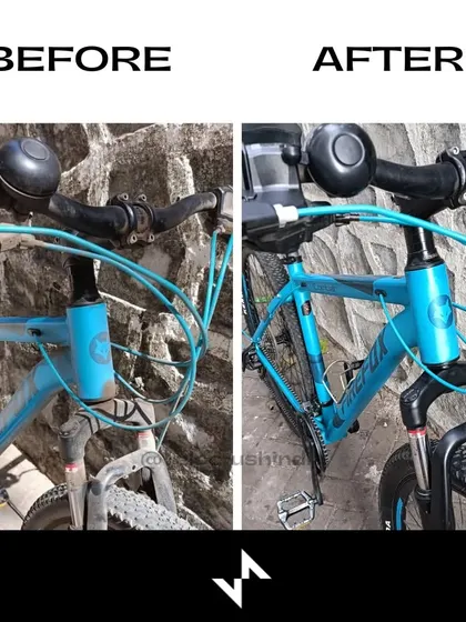 The front end of this Firefox bike was covered in grime. We cleaned the handlebars, serviced the headset, and checked the front suspension to ensure it's safe and responsive.