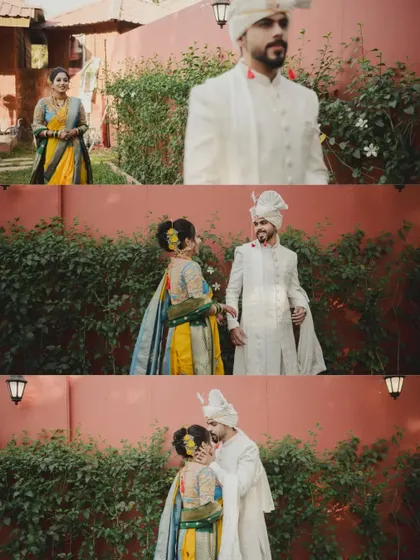 The emotional 'first look' sequence, capturing the groom's reaction to seeing his bride for the first time.