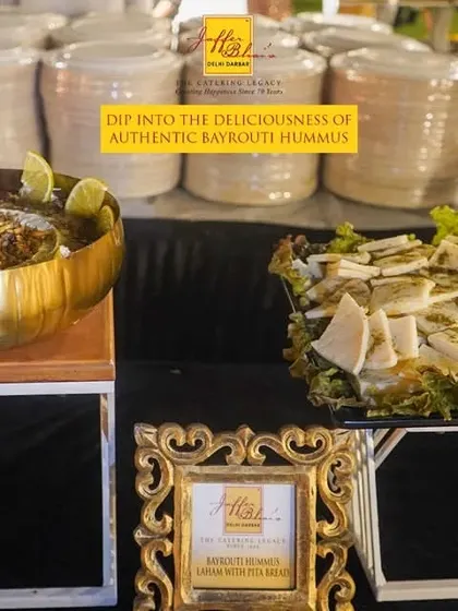 Dip into the deliciousness of authentic Bayrouth Hummus. Our Middle Eastern station features creamy hummus served in a golden bowl alongside freshly baked pita bread, bringing the taste of the Levant to your event.