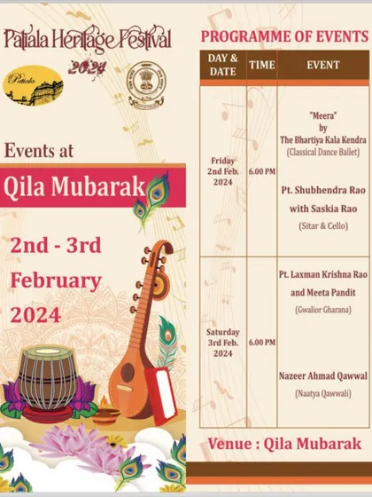 A poster for the Patiala Heritage Festival, where we performed at the historic Qila Mubarak.