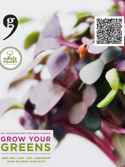 The specific poster for our "Grow Your Greens" workshop in Gurugram.