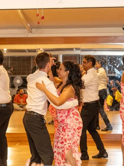 A student team performance at our Motley Mixer. Our performance bootcamps guide students from learning choreography to performing it with confidence in front of an audience.