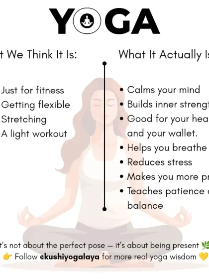 What we think yoga is versus what it actually is are often two different things. It's not just about stretching; it's about calming your mind, building inner strength, and reducing stress.