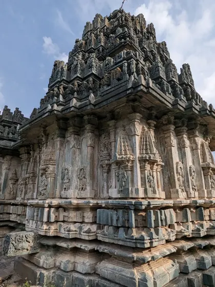 A duplicate image showing the layers of detailed stone carvings on the temple exterior. Each sculpture and motif is a lesson in composition and form.