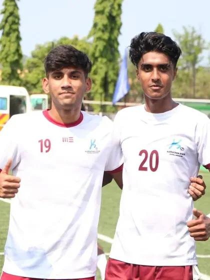 Our players Arjun AG and Abies Raza representing Karnataka in the finals of the Swami Vivekananda U20 Men's National Football Championship.