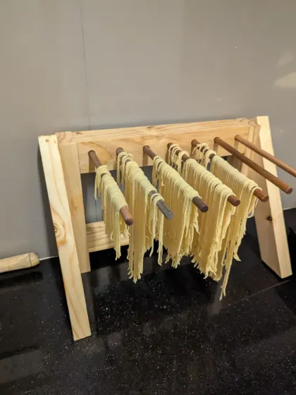 A PCL Pass user made this amazing pasta drying rack using our woodworking tools. So cool to see our lab used for culinary projects!