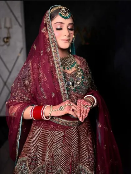 A serene moment of the bride, looking absolutely beautiful.