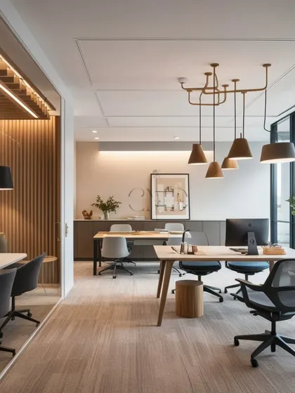 For a CA firm seeking an elegant and timeless workspace, I designed this open-plan office with an earthy palette and clean lines. The focus was on creating a tranquil yet productive atmosphere, using wood finishes and layered lighting to build a space that is both functional and inspiring.