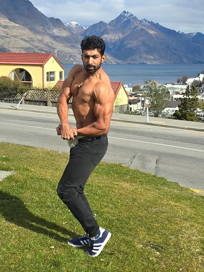 A side chest pose. It's fun to practice posing even when not preparing for a show.