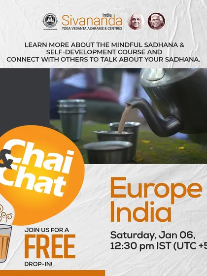 A recurring invitation to our free "Chai & Chat" sessions, where we discuss our online courses and create a space for students from different continents to connect and share their experiences.
