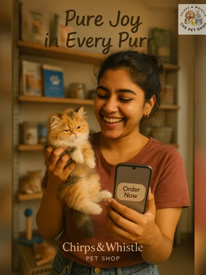 A happy customer holding one of our ginger Persian kittens. We make it easy to find and book your new pet online, with all the information you need right at your fingertips.