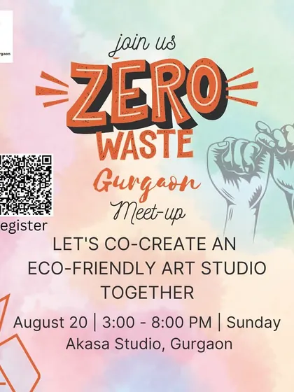 An invitation to our August meet-up to co-create an eco-friendly art studio. The event was a chance to learn, build, and connect with the zero-waste community.