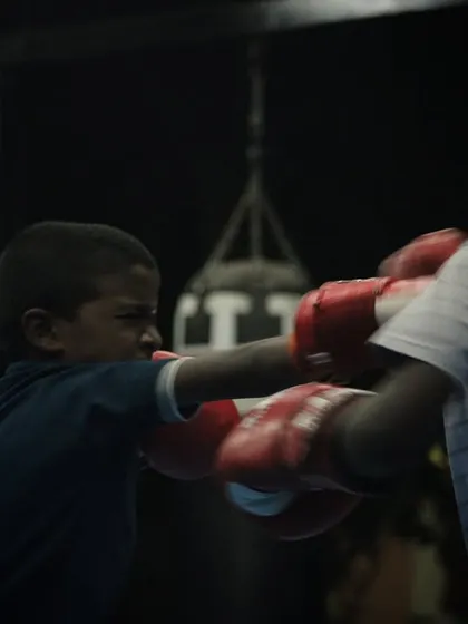 An exchange between two of our "cubs." They are learning how to punch and defend in a safe, supervised setting.